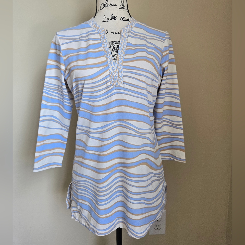J.Mclaughlin Catalina Cloth Top Womens S Wave Stripe
